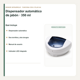 Indicador LED, fijaciones y manual incluidos con el dispensador