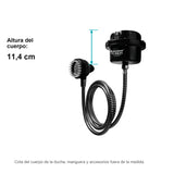 Ducha eléctrica Fusion PET negra 110 V, 16 cm — medidas del cuerpo