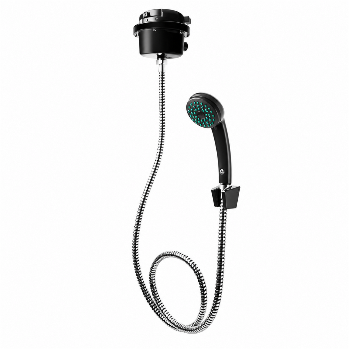 Ducha eléctrica negra para teleducha vista completa ampliada