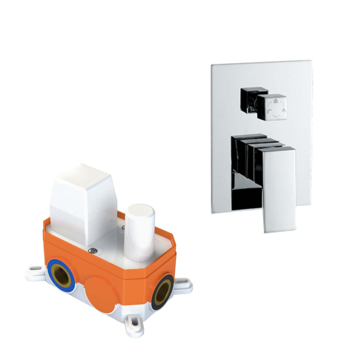 Kit Regadera Ducha Rectangular Empotrada Monomando con Ducha de Mano Negro o Gris