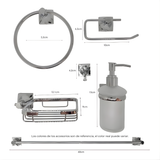 Juego de Accesorios de Baño Xcaret 6 Piezas Gris | Set Completo para Baño Moderno y Funcional