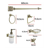 Juego de Accesorios de Baño Xcaret 6 Piezas Oro Cepillado | Set Completo para Baño Moderno y Elegante