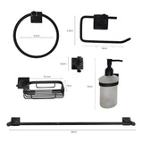 Juego de Accesorios de Baño Xcaret 6 Piezas Negro | Set Completo para Baño Moderno y Elegante