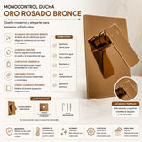 Mezclador Monocontrol Ducha Plano Oro Rosa 18 x 12 cm Empotrado con Manija 11 cm