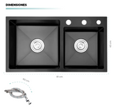 Lavaplatos Doble Acero Inoxidable Negro