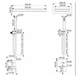 Kit Regadera Ducha Rectangular Empotrada Monomando con Ducha de Mano Negro o Gris