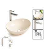 Kit Grifo Agua Fría Acero-lavamanos Canoa Beige Y Desagüe