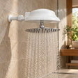 Ducha eléctrica blanca dirigible con regadera cromada en baño