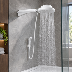 Ducha Eléctrica Maxi Zent Blanca 20 cm Con Niple 110 V