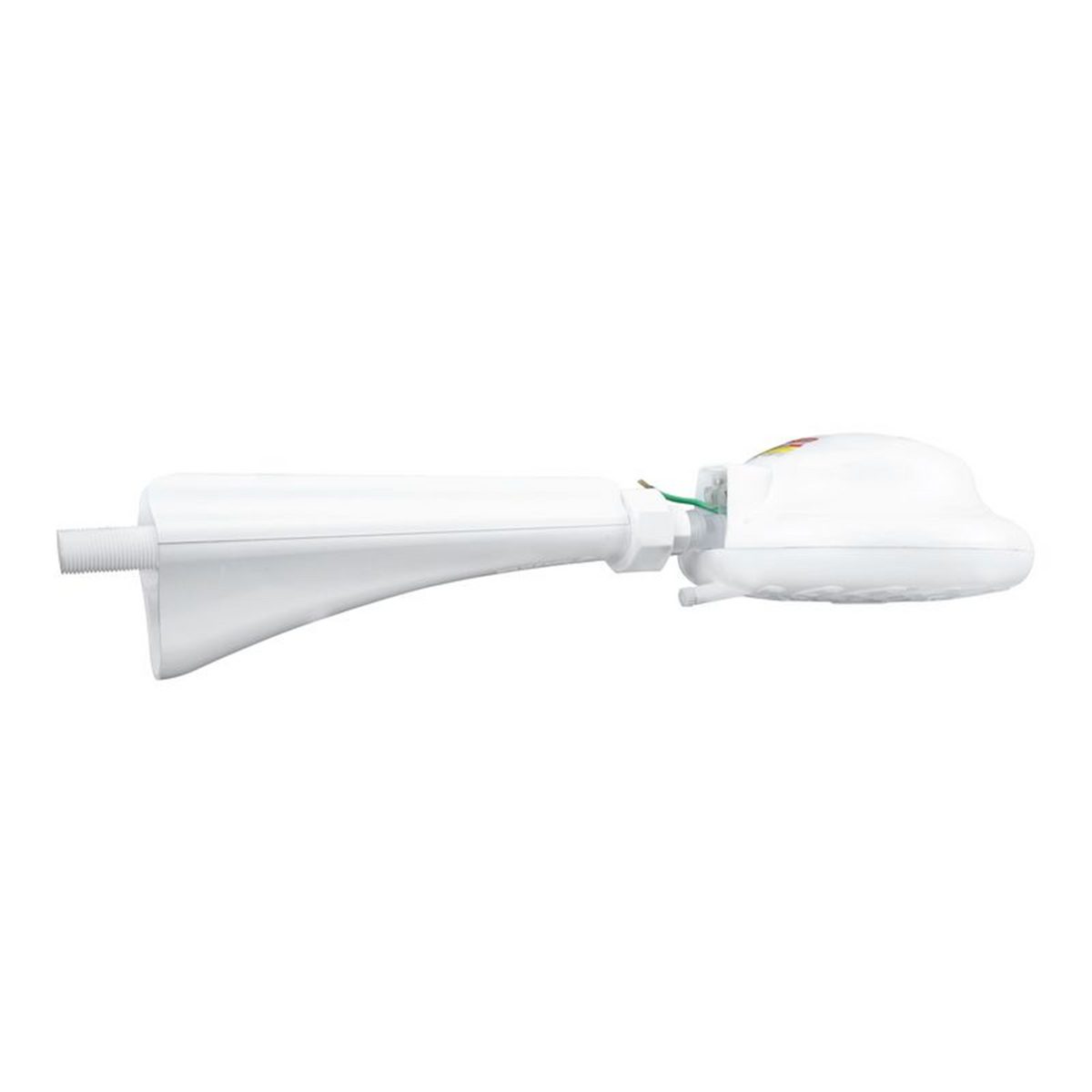 Ducha eléctrica blanca Maxi Zent con niple, vista lateral