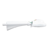 Ducha eléctrica blanca Maxi Zent con niple, vista lateral
