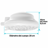 Medidas del cabezal: 20 cm de diámetro y 9,5 cm de alto, sin el niple