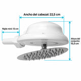 Medidas de ducha eléctrica dirigible blanca