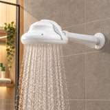 Ducha eléctrica blanca con selector y niple en baño contemporáneo