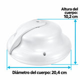 Medidas del cabezal: diámetro de 20,4 cm y altura de 10,2 cm