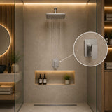 Monocontrol Ducha Cuadrado Satín 12 cm Empotrado para Baño