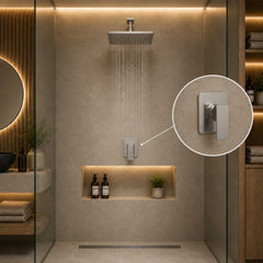 Monocontrol Ducha Cuadrado Satín 12 cm Empotrado para Baño
