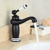 Grifería Lavamanos Bajo Negro Blanco Monocontrol Vintage para Baño
