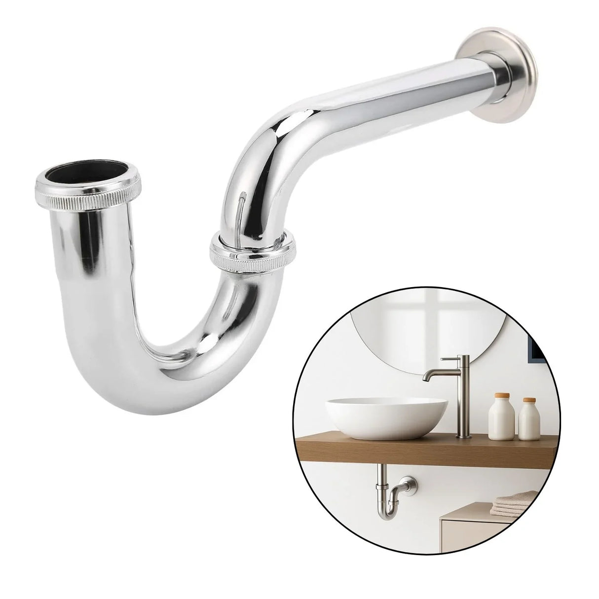 Sifón Lavamanos En P Metálico Cromo 11/4¨