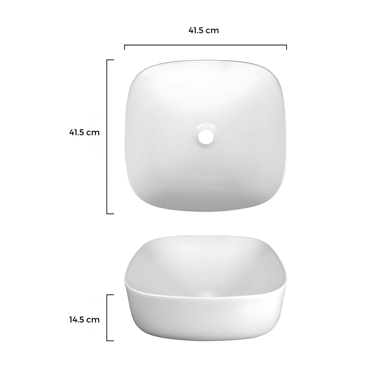 Lavamanos Sobreponer Tipo Vessel Opera Cuadrado - 41.5 x 41.5 x 14.5 cm. Blanco