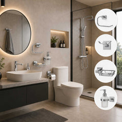 Set de Accesorios para Baño Cromado x4 Piezas
