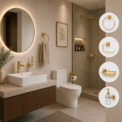 Set de Accesorios para Baño Color Oro x4 Piezas