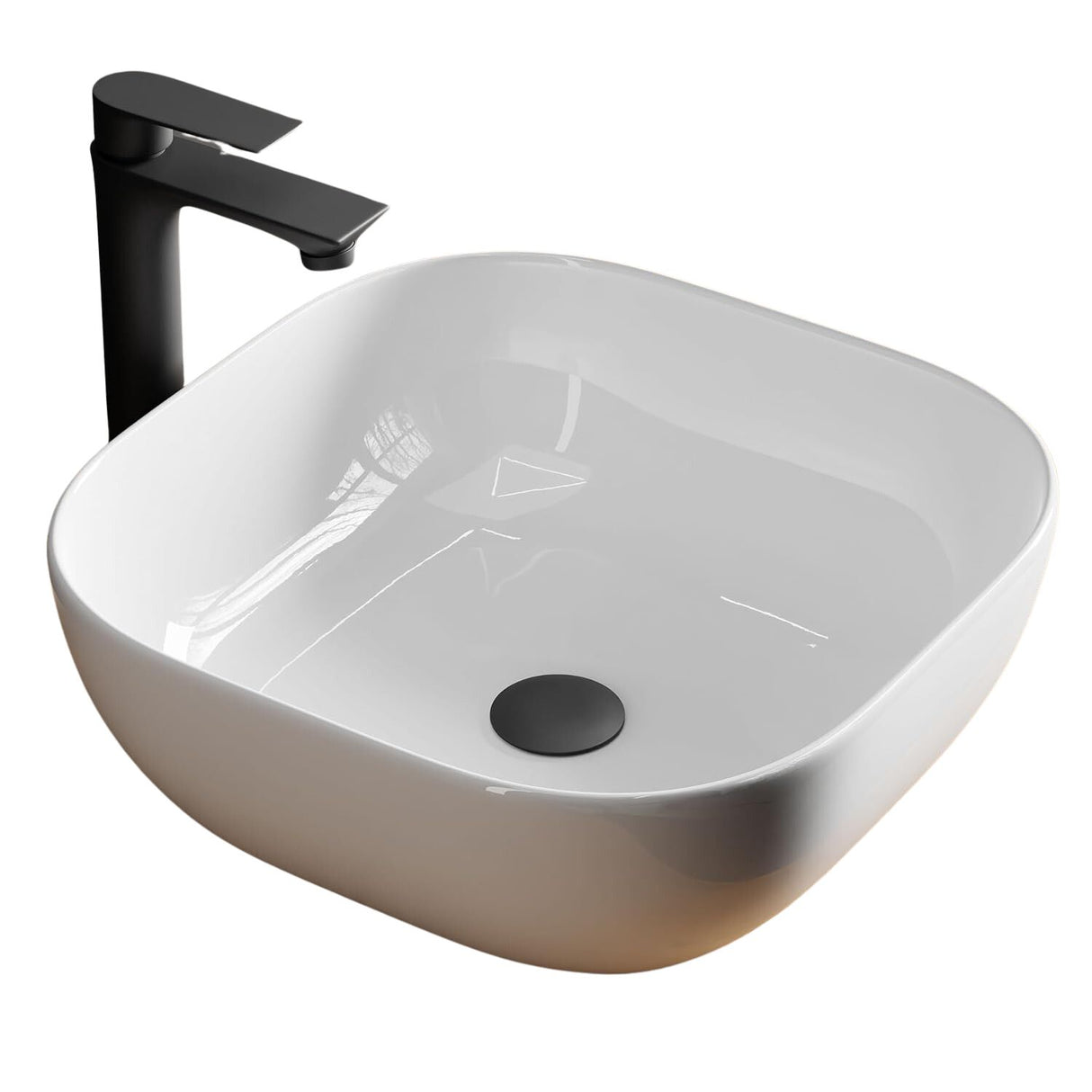 Lavamanos Sobreponer Tipo Vessel Opera Cuadrado - 41.5 x 41.5 x 14.5 cm. Blanco