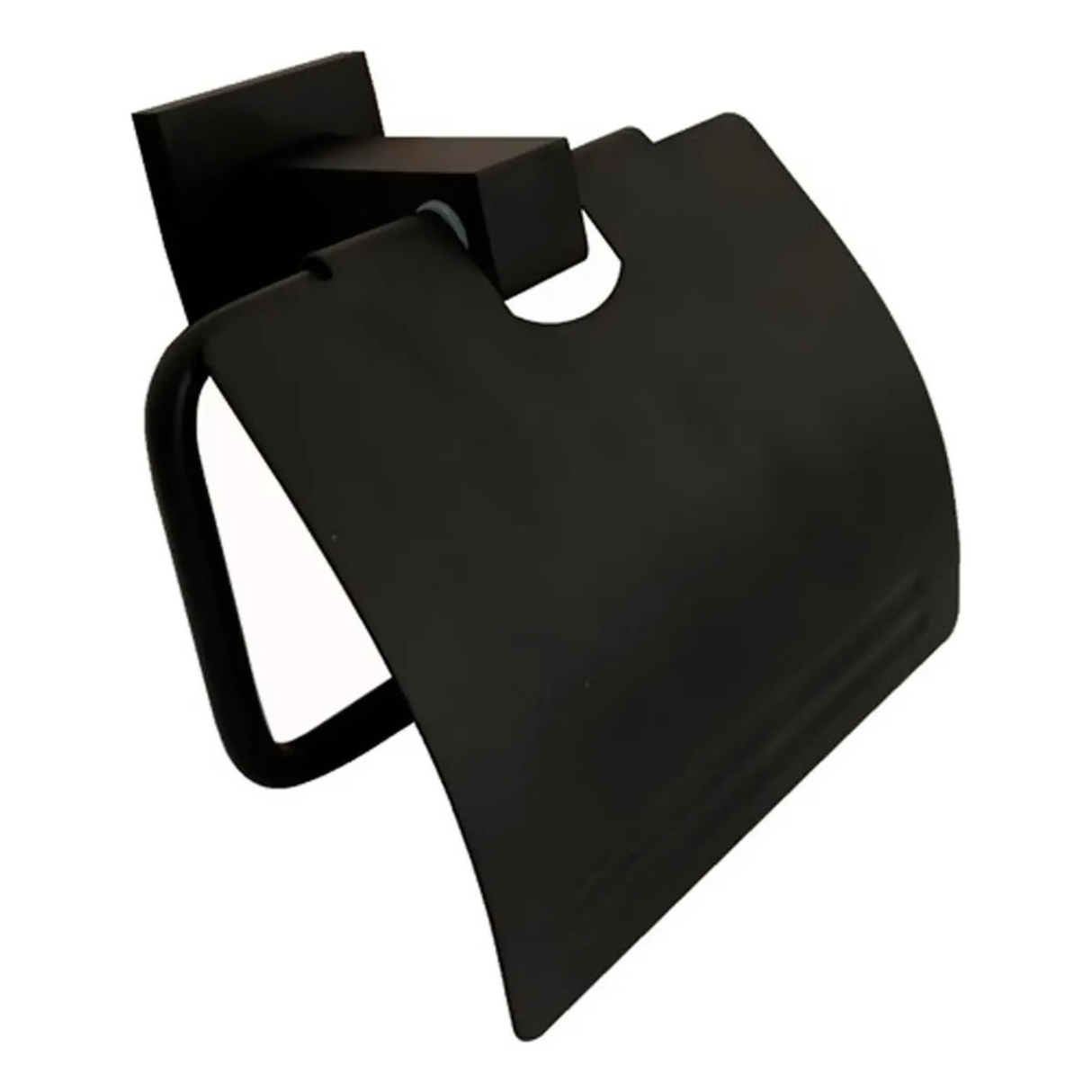 Portarrollos para Baño con Tapa Base Cuadrada Negro Mate
