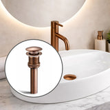 Desagüe Push para Lavamanos Cobre 7.8 cm Alto x 6.6 cm Ancho con Sosco Metálico 1 1/4 | Sistema Hongo Premium