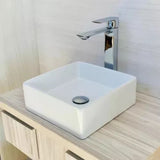 Lavamanos de sobreponer cuadrado blanco en porcelana 37 × 37 cm, vista principal