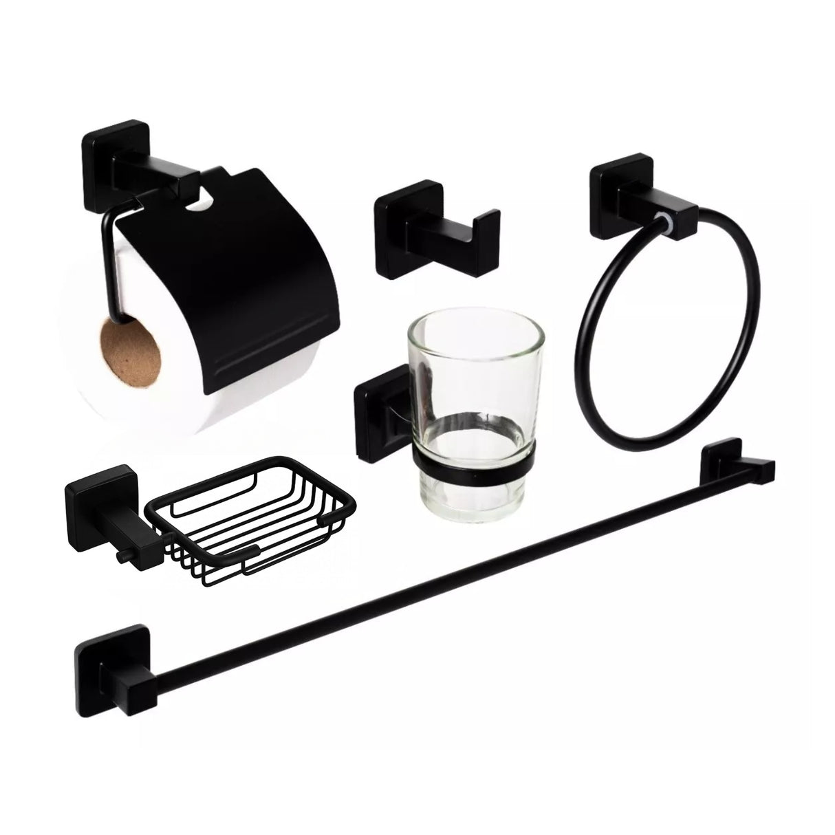 Kit Juego De Accesorios Negro Mate Cuadrado
