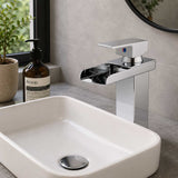 Grifería Lavamanos Bajo Cascada Monocontrol 20 cm con Salida Tipo Cascada