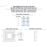 Tapa Registro Plástico 25X25 Externo 20X20 Interno