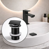 Desagüe Push para Lavamanos Negro Mate Cuadrado 7,8 cm de alto y 6,6 cm de ancho