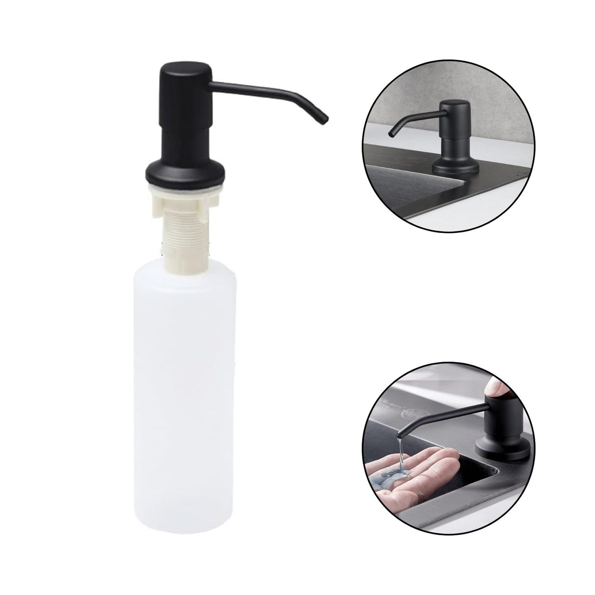 Dispensador Jabón Acero Inoxidable Negro Integrado Cocina
