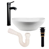 Lavamanos Ovalado Blanco+Grifería Negra Mate+Desague+Sifon Flexible