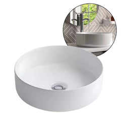 Lavamanos Circular Sobreponer Cerámica Blanca 36X12 Cm