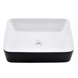 Lavamanos de Sobreponer Blanco Negro Porcelana 50 x 39 x 15 cm Rectangular para Baño