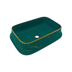 Lavamanos Marfil Verde Mate Y Dorado 52,5 cm