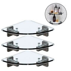 Set x 3 Repisa Esquinera Transparente Multiusos 14.3x47 Cm Alta Resistencia