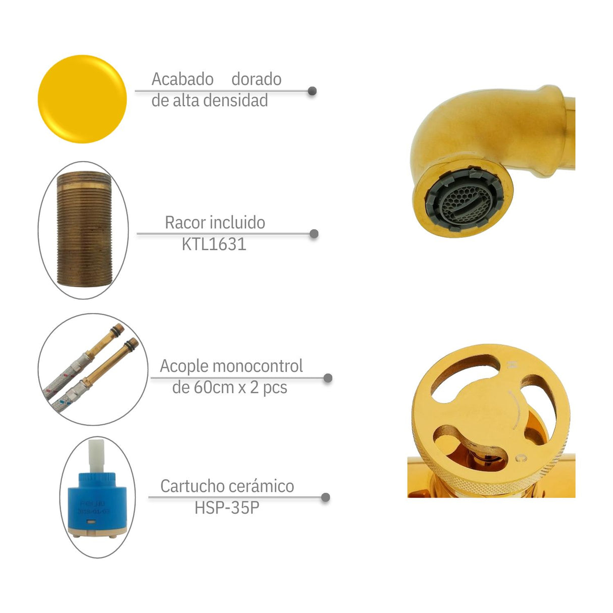 Grifería Monocontrol Lavamanos IndustryGold