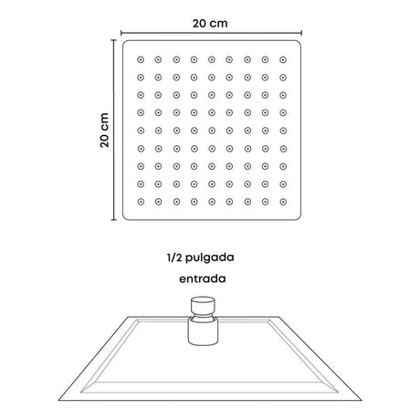Regadera Cuadrada Satinada de 8 Pulgadas