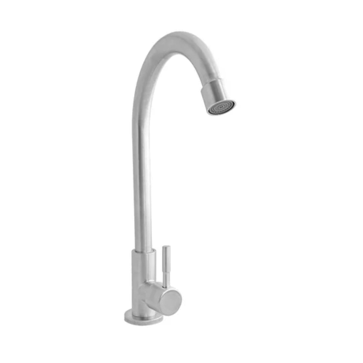 Grifería Cuello Cisne Individual Agua Fría en Acero Inoxidable Lavaplatos o Lavamanos