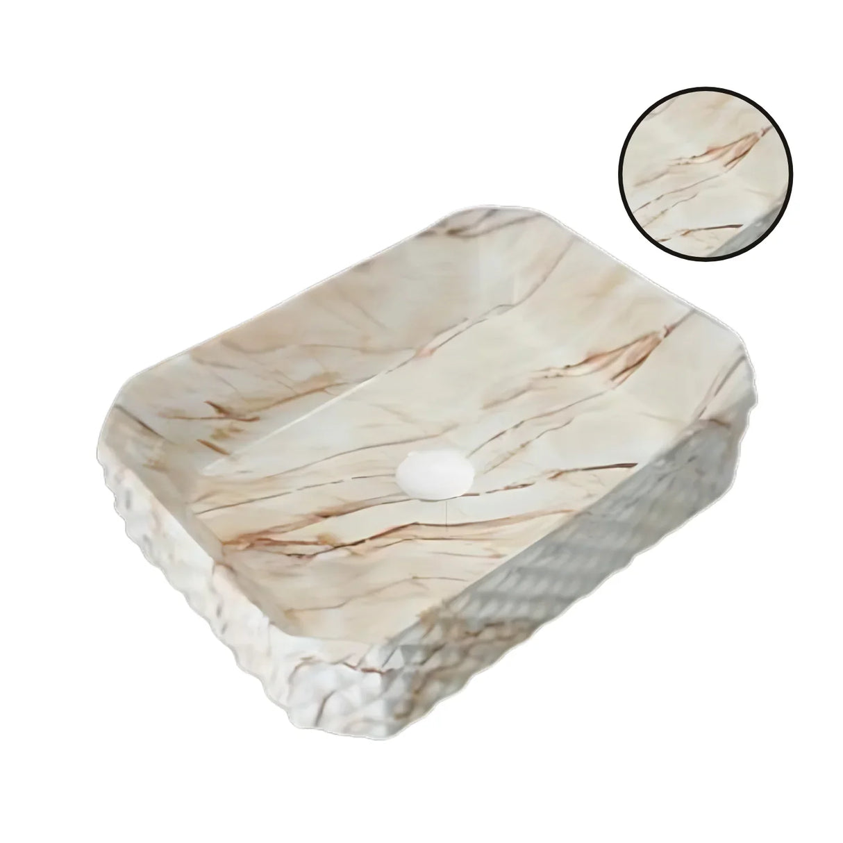 Lavamanos Sobreponer Rectangular Mármol Beige Texturizado