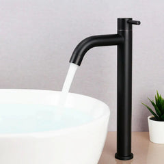 Llave Lavamanos Alta Negra 30 cm Tipo Bowl Monocontrol | Grifería Moderna de Mesa en Latón