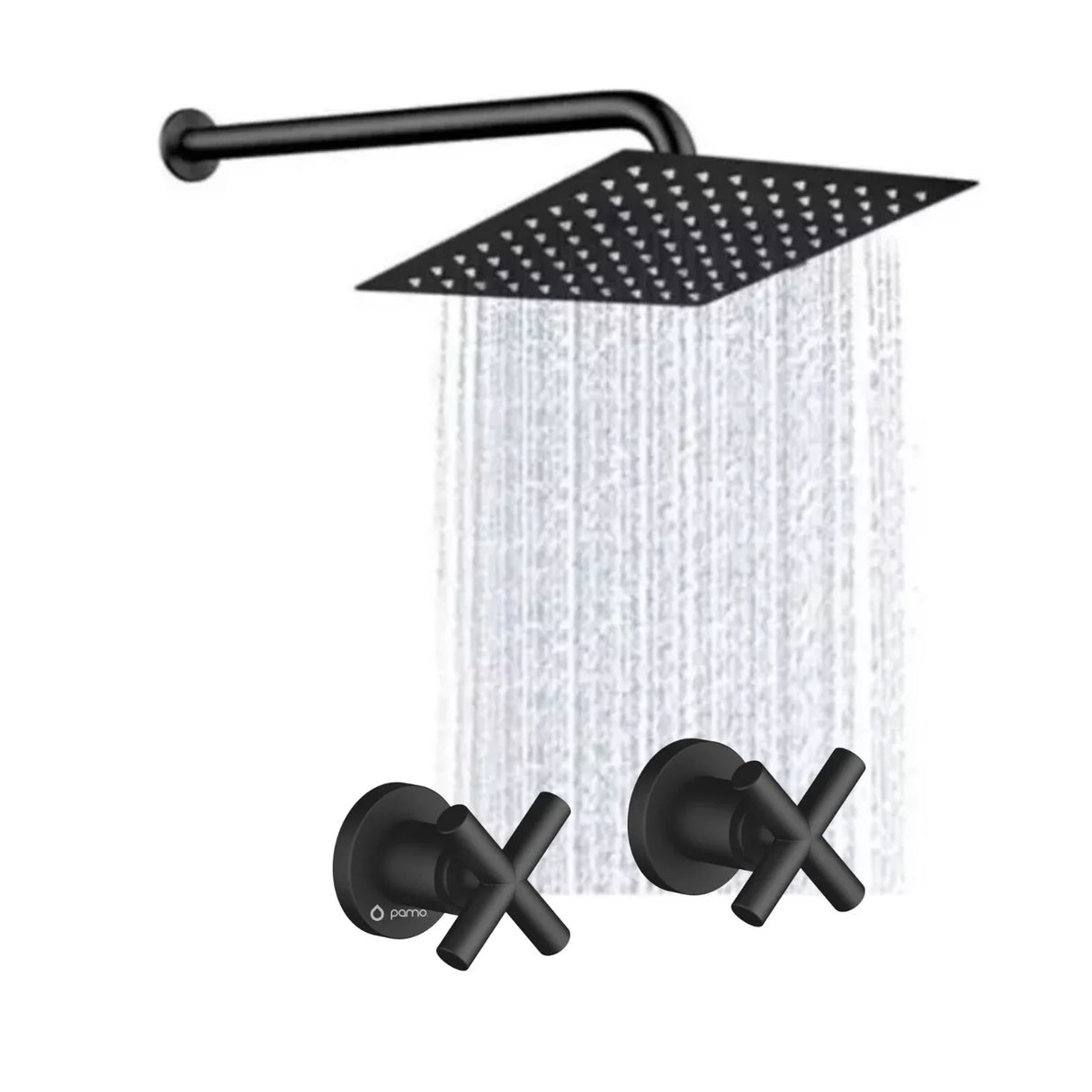Kit Griferia Ducha Negra Lujo Cruceta Cierre Rápido