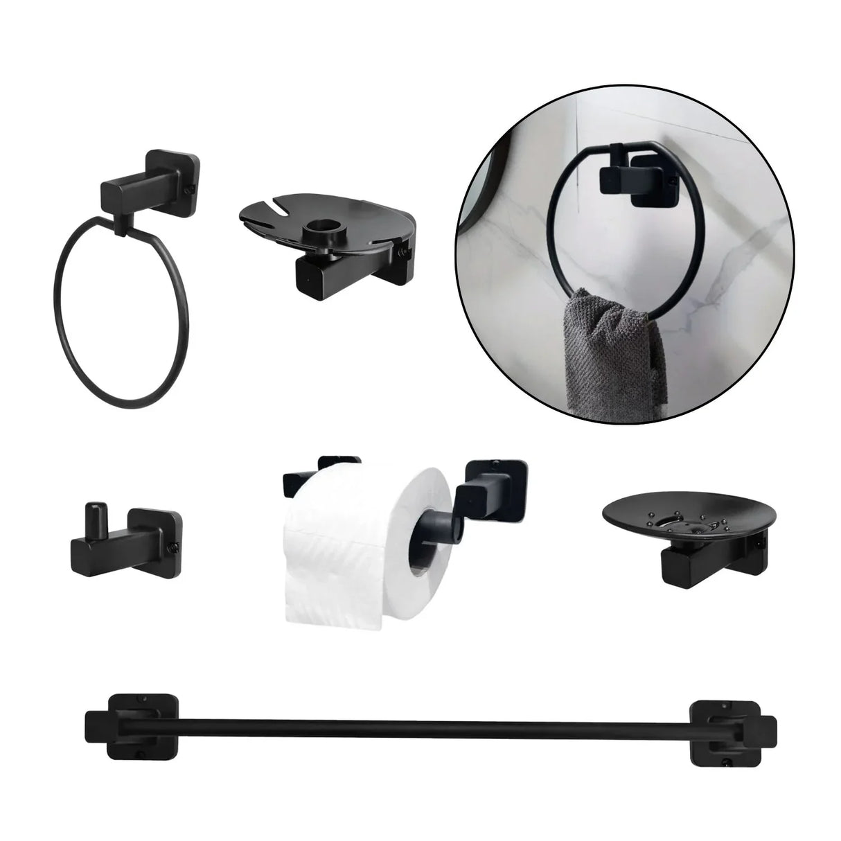 Set Juego de Accesorios Tayrona Negro 6 Piezas - Inoxidables