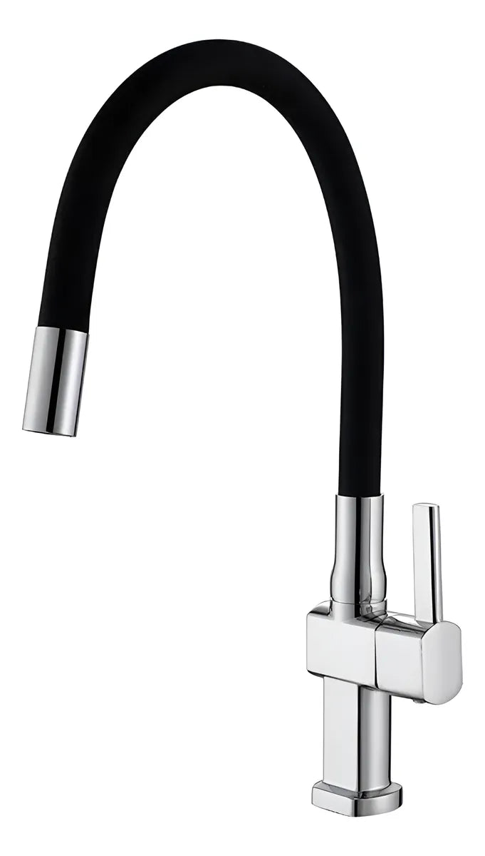 Grifería Llave De Mesón Agua Fria Flexible Negro Negro Mate