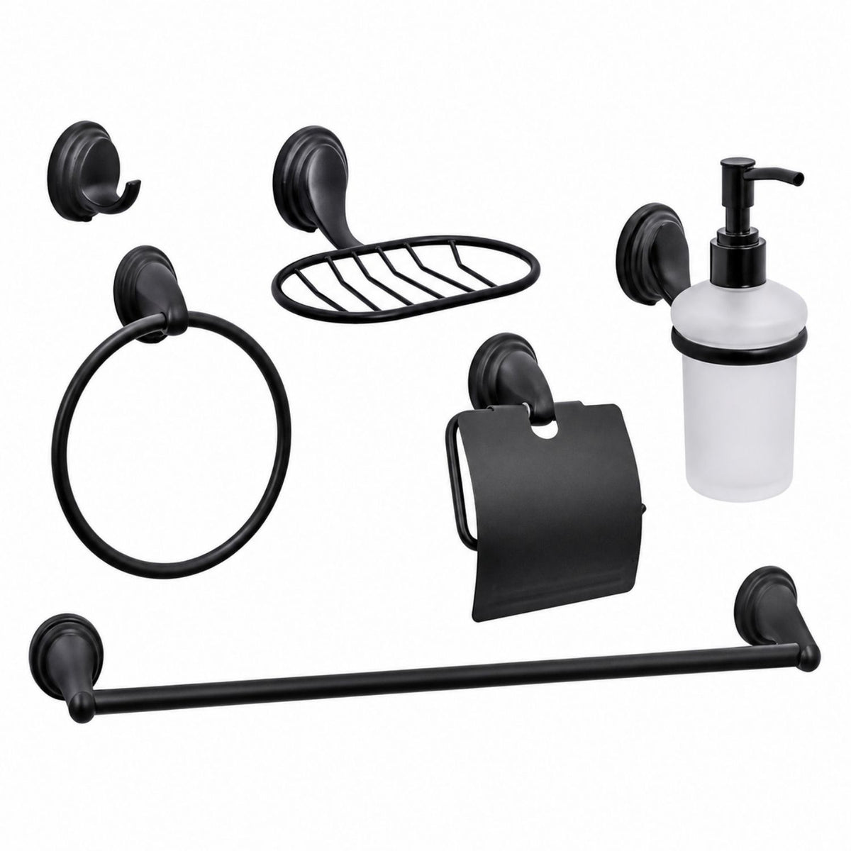 Set de Accesorios de Baño Notte Negro de 6 Piezas