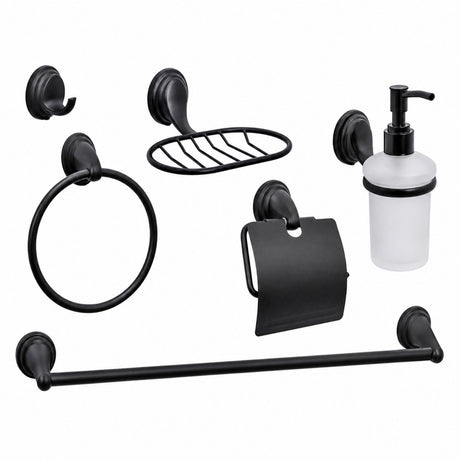 Set de Accesorios de Baño Notte Negro de 6 Piezas